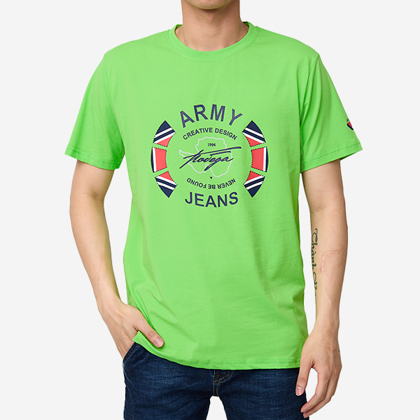 Tricou cu imprimeu pentru bărbați verde - Îmbrăcăminte
