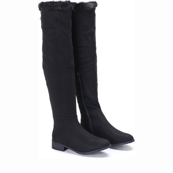 Czarne kozaki na płaskim obcasie Willia - Obuwie