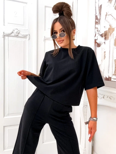 Set de femei Royalfashion din bumbac cu pantaloni evazați