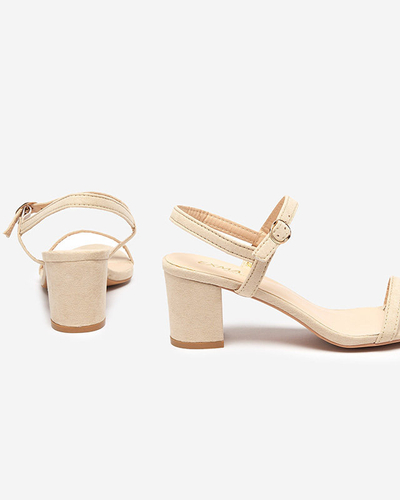 OUTLET Sandale de dama pe post in bej Usopi-Incaltaminte