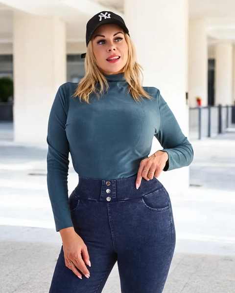 Pulover verde cu gât - Îmbrăcăminte