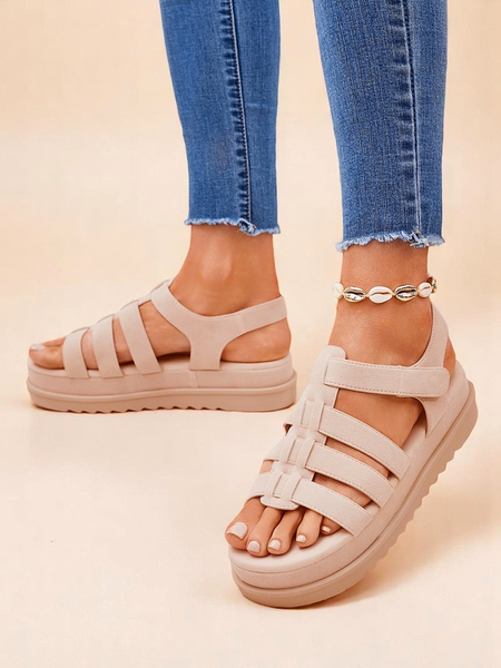 Sandale Royalfashion - Caligae Bež Antilop na Platformi - Idealne za Leto i Proleće