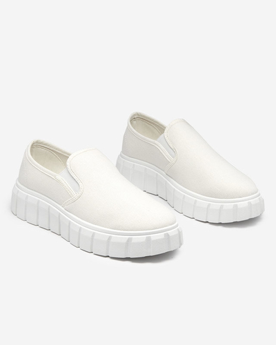 OUTLET Pantofi slip-on de dama albi pe talpa groasa Tenri - Incaltaminte