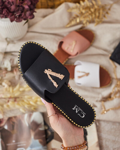 Royalfashion Șlapi de damă din piele ecologică Cemenna