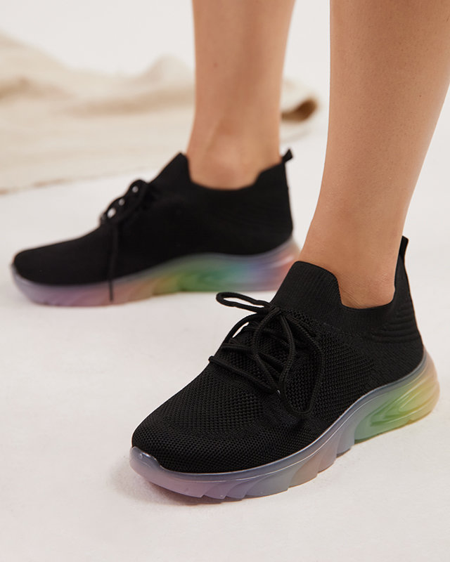 Pantofi sport dama negri cu talpa colorata Afin- Incaltaminte