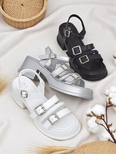 Royalfashion Sandale cu toc mic bloc pentru femei Otteze