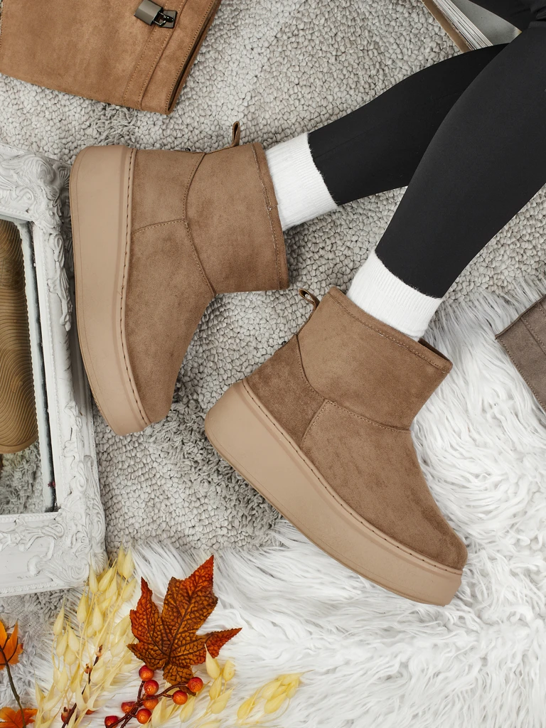 Cizme scurte tip snowboots pentru femei cu parte superioară detașabilă Elizze