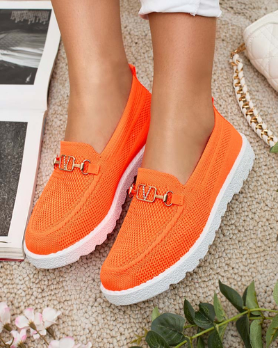Royalfashion Mocasini de damă din material textil cu ornament auriu Erticae