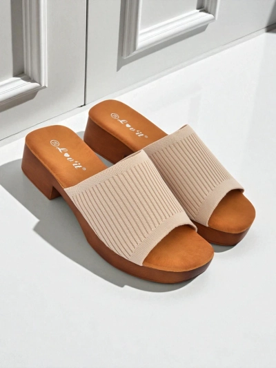 Royalfashion Damskie klapki na niskim obcasie Ribbed Grace