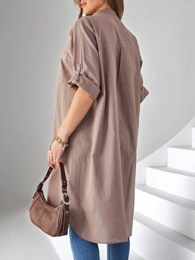 Royalfashion Cămașă lungă oversized din bumbac pentru femei