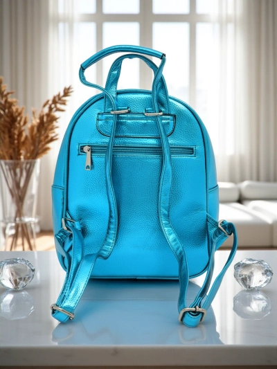 Royalfashion Rucsac de damă din piele ecologică cu dungi metalice Metallic Stripes