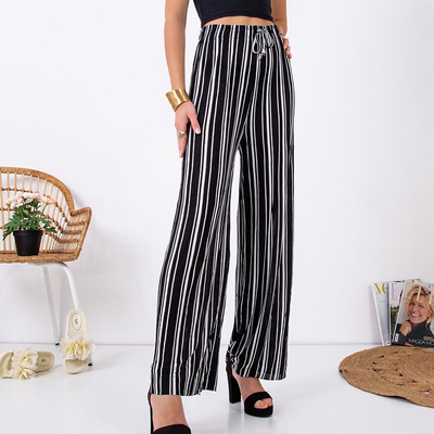 Pantaloni lungi negri din țesătură pentru femei - Îmbrăcăminte