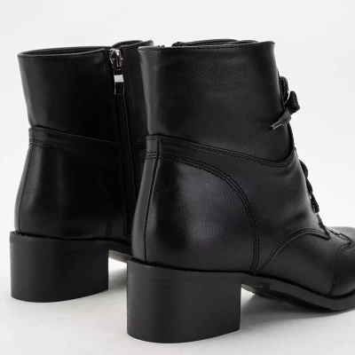 OUTLET Botine de dama negre cu toc plat Rinta - Incaltaminte