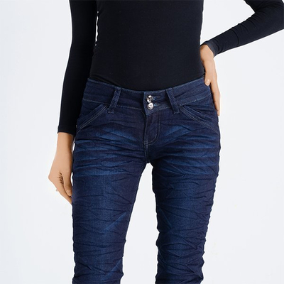 Pantaloni de dama de culoare albastru maro - Îmbrăcăminte