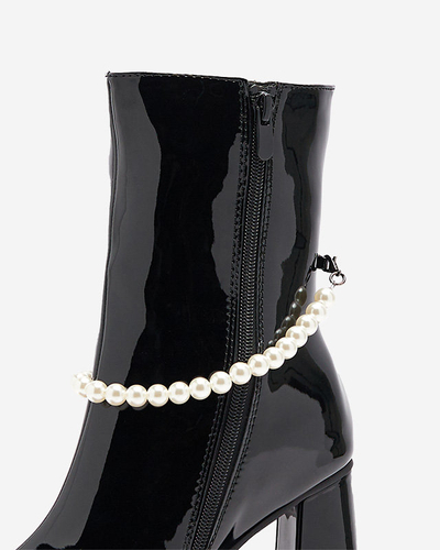 Cizme înalte stiletto de damă lăcuite negre Rassla- Footwear