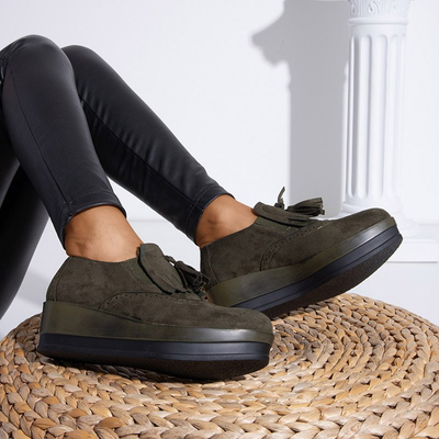 Încălțăminte pentru femei verde închis pe platforma Jacob - Încălțăminte