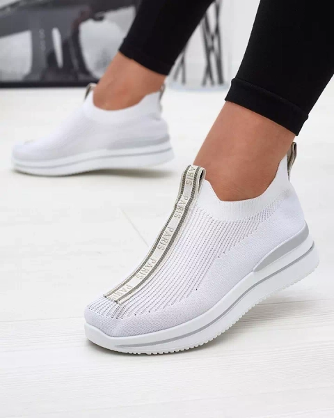 Pantofi sport slip-on de damă cu litere în alb Cerppa- Footwear