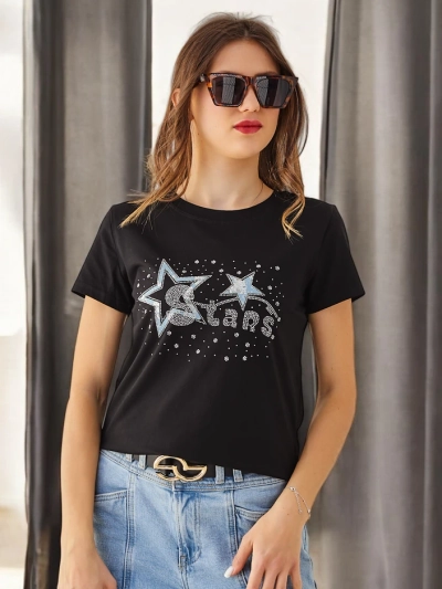 Royalfashion Tricou din Bumbac pentru Femei STARS
