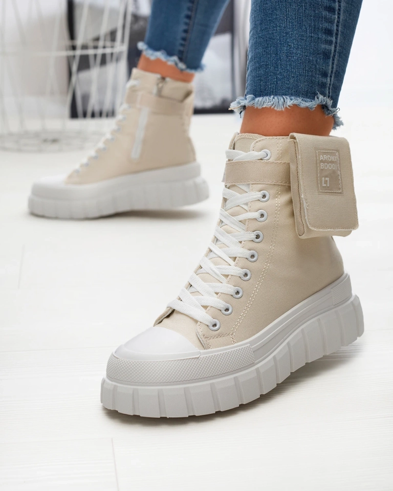 Adidași cu platformă înaltă de damă bej Uprella - Încălțăminte