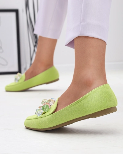 Mocasini verzi din piele ecologică de piele de căprioară pentru femei Gepossa- Footwear