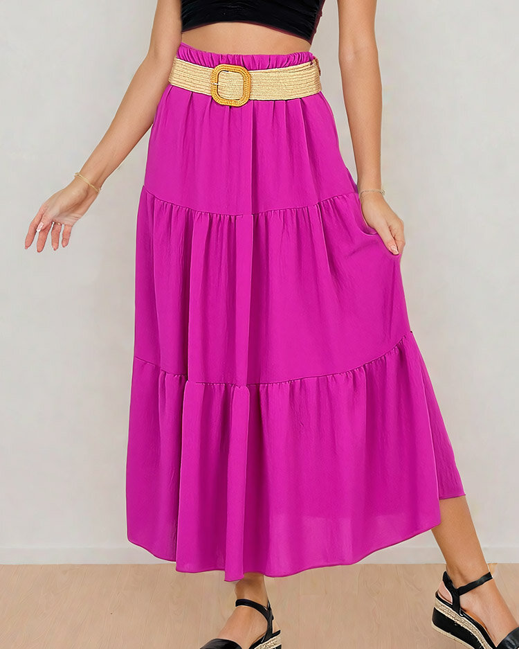 Royalfashion Fustă midi de damă cu curea