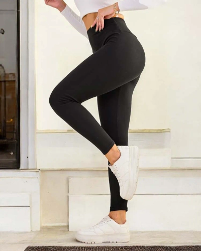Royalfashion Leggings de damă din bumbac cu nervuri