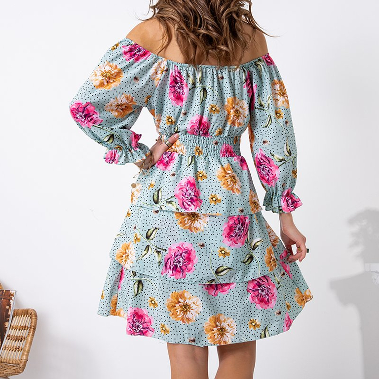 Rochie pentru femei cu model de culoare menta - Imbracaminte