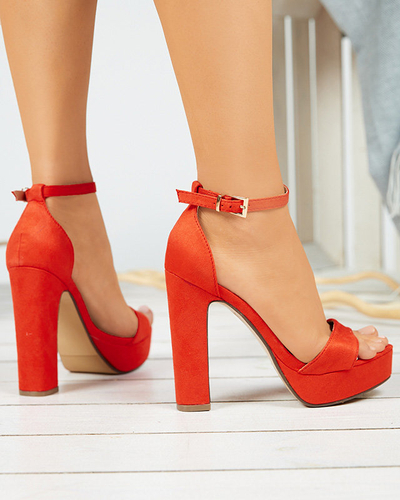 Sandale de damă portocalii cu toc mai înalt Cerista - Încălțăminte