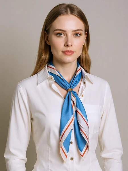 Apollonia - Eșarfă de damă albastră din poliester 69x66 cm