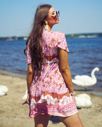 Royalfashion Rochie scurtă roz de vară pentru femei
