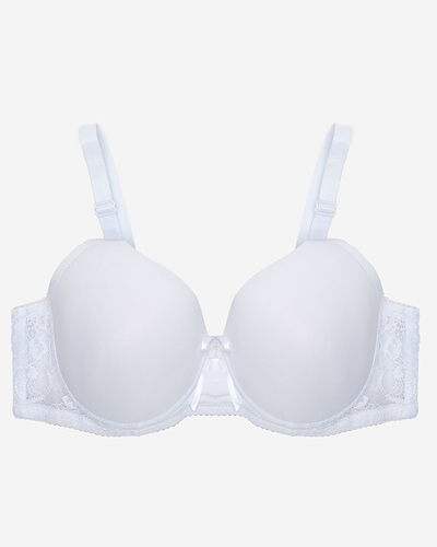 Sutien de damă alb uni cu dantelă - Lenjerie intimă