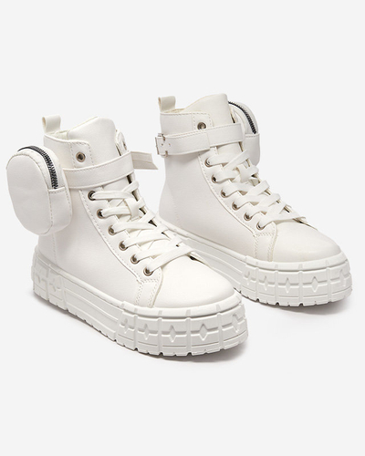 Pantofi sport de damă din piele ecologică de culoare albă Kolibs- Footwear