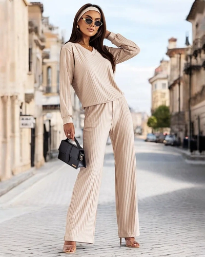 Royalfashion Set din bumbac cu nervuri pentru femei