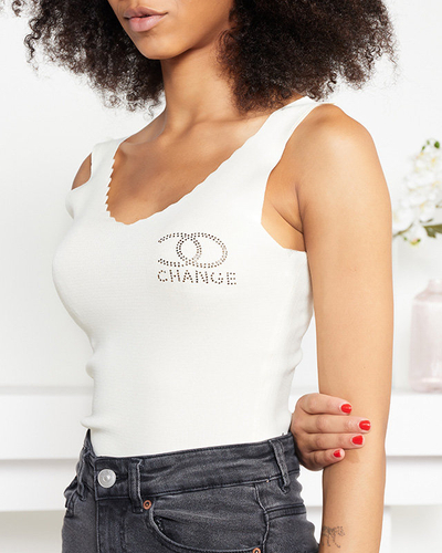 Top cu bretele crem pentru damă - Îmbrăcăminte