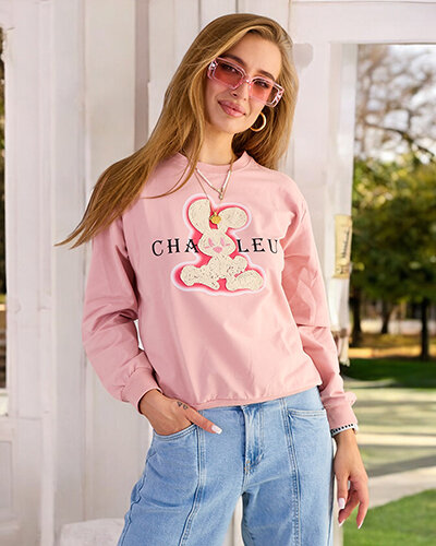 Royalfashion Hanorac cu imprimeu subțire din bumbac pentru femei