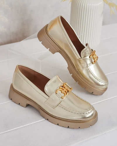 Mocasini Aurii Chloé Stil Elegant Dama