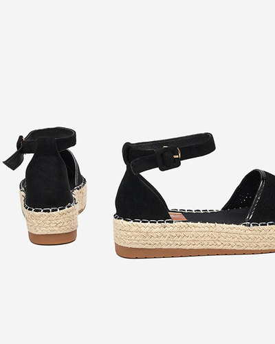 OUTLET Espadrile negre ajurate pentru femei Erisab- Pantofi