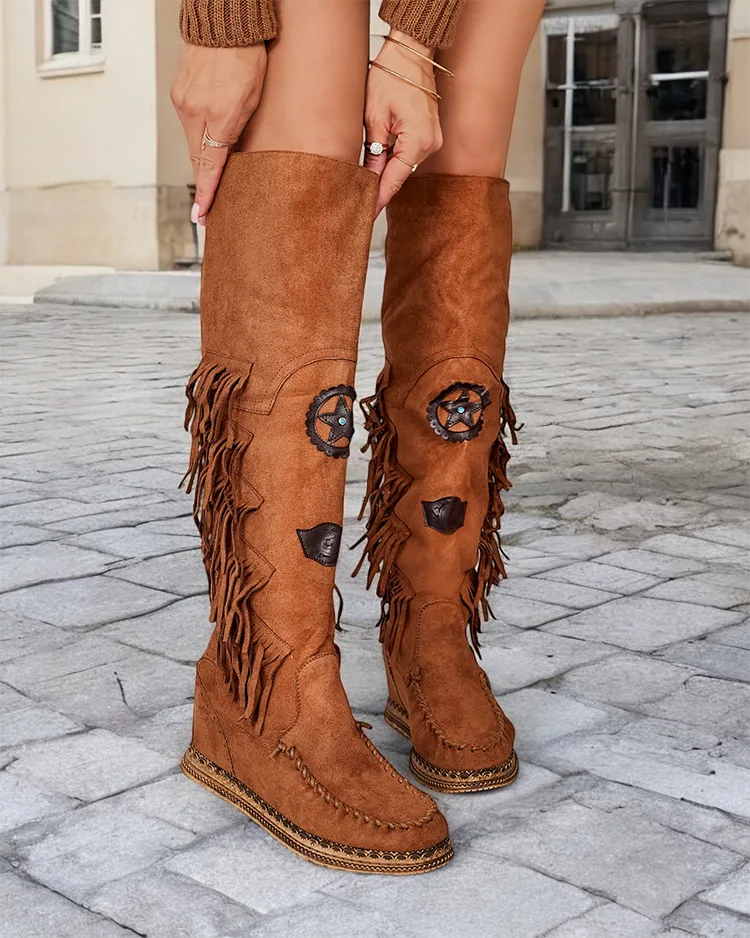 Royalfashion Cizme de damă cu ancoră ascunsă Rotin