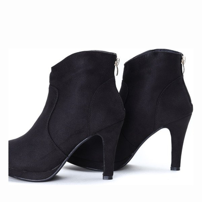 Czarne botki na szpilce Nataly - Obuwie