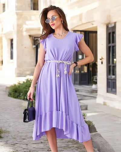 Rochie midi Royalfashion pentru femei cu volane și mâneci scurte