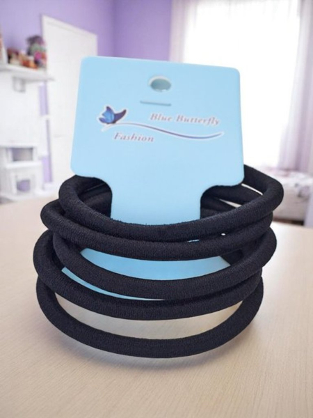 Royalfashion Set de 5 elastice de păr negre Nero