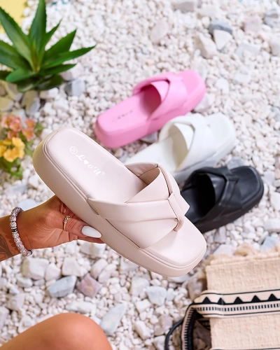 Royalfashion Șlapi cu platformă pentru femei bej Luna Sole