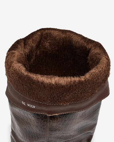 Royalfashion Cizme de damă maro închis, cu ștanțare Telibitta