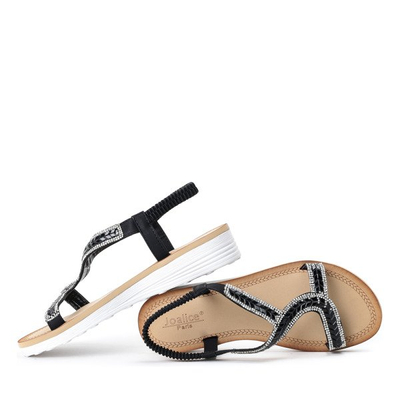 Czarne sandały na platformie z cyrkoniami Slevian - Obuwie