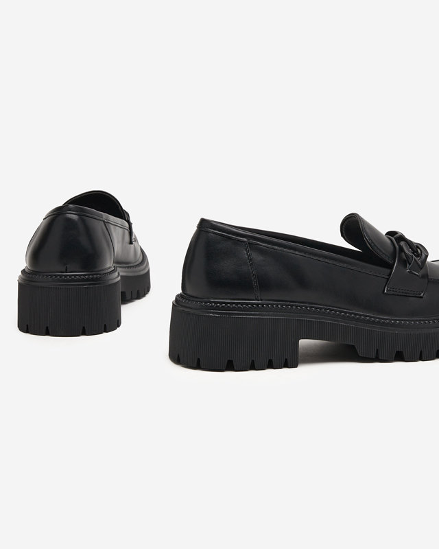 OUTLET Pantofi de dama din piele ecologica neagra cu lant Konera - Incaltaminte