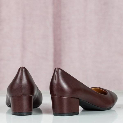 Bordowe czółenka na niskim obcasie Mylah- Obuwie