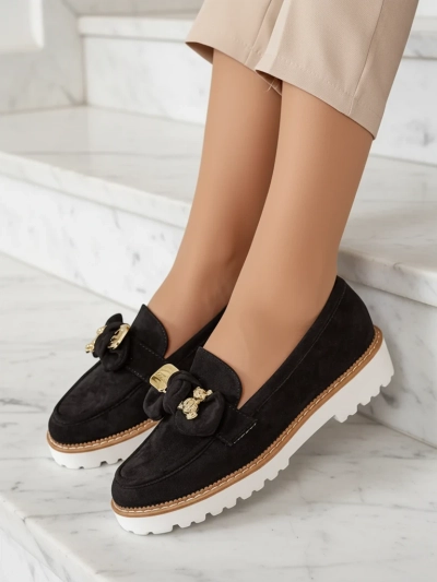Nero Elegante Mocasini din Piele Ecologică