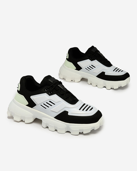 Royalfashion Adidași sport din material textil alb și negru pentru bărbați Lamkim