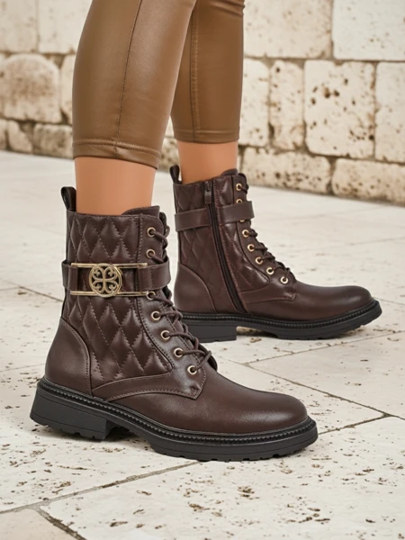 Botine matlasate de damă din piele ecologică Sable Rose