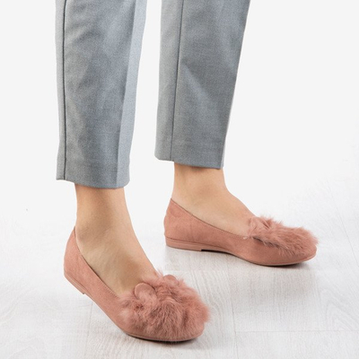 Balerini roz pentru femei cu blană și urechi Darya - Încălțăminte
